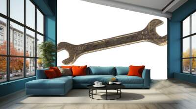 old copper wrench for nuts on white isolated background Wall mural