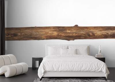 old wooden stick with cracks isolated on white background Wall mural