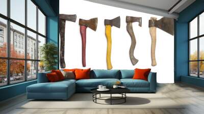 set of old axes isolated on white background Wall mural