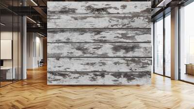 Shabby, old, weathered, wooden, rustic wall.Vintage hardwood.Grungy rough gray stained background Wall mural