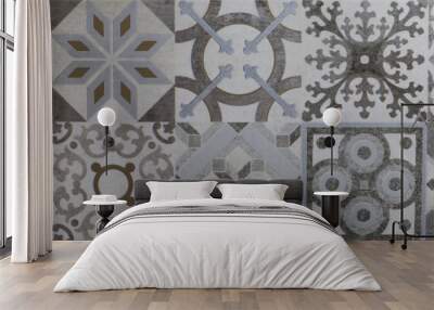 Texture of dark mosaic tiles Wall mural