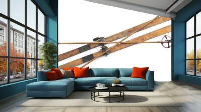 vintage wooden ski isolated on white background Wall mural