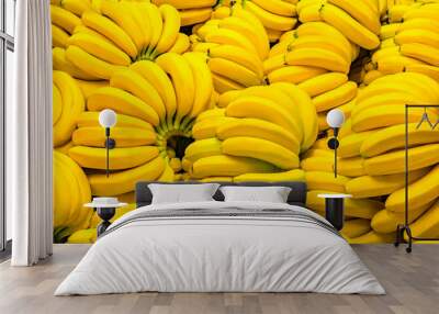 Fresh banana yellow background. Wall mural