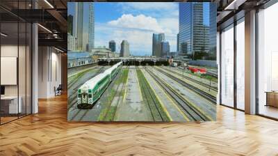 Passenger diesel train departs from Toronto Union station. Wall mural