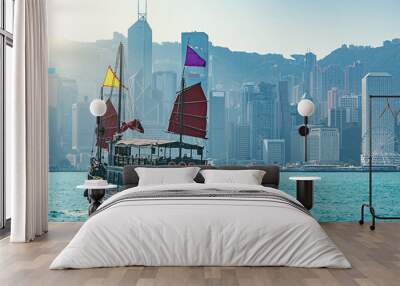 View of Hong Kong harbour. Wall mural