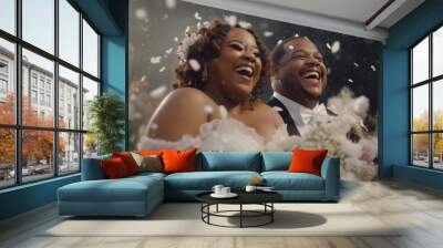 black wedding, afro american wedding scenes Wall mural