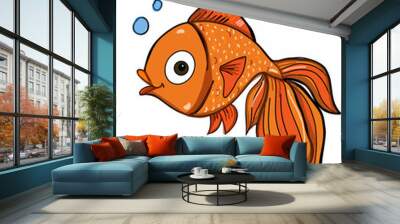 Japanese fish cartoon illustration Wall mural