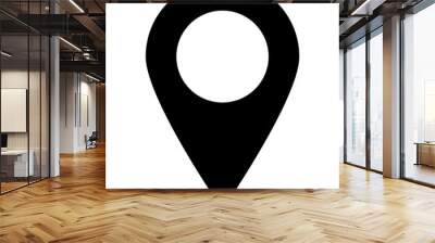 Map pin vector icon, black color, flat style simple vector illustration marker icon symbol, location pin isolated on white background. Wall mural