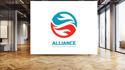 Alliance - vector logo template concept illustration. Abstract shapes in circle. Creative design element. Wall mural