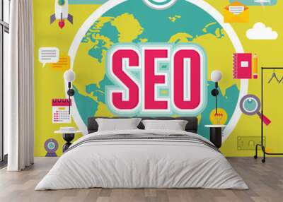 SEO (Search Engine Optimization) in Flat Design Style Wall mural