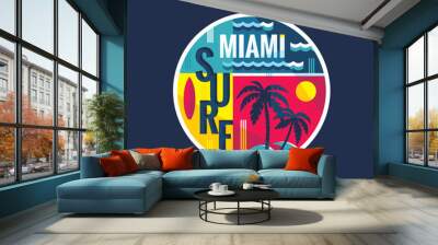 Surf - Miami - vector illustration in vintage style for t-shirt Wall mural