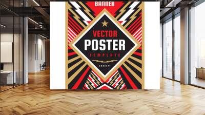 Vertical art poster template in heavy power style. National patriotism freedom vertical banner. Graphic design layout. Music concert rock concept vector illustration. Geometric abstract background.  Wall mural