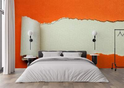 otange Torn paper with white background Wall mural