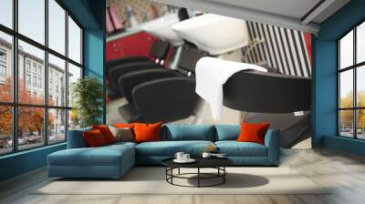 Interior of luxury modern hairdressing salon in pin-up style Wall mural