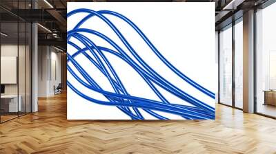 metallic fibre-optical blue cables on a white background Wall mural