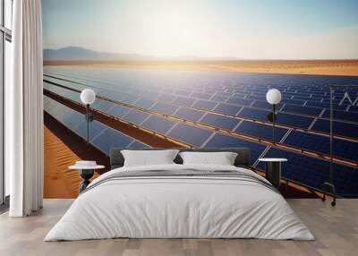 Solar electric panels in the desert. Wall mural