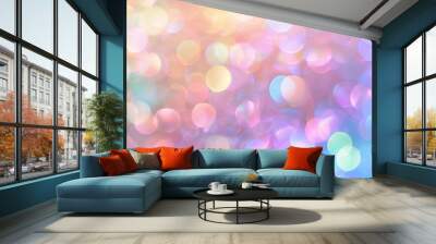 Abstract background with glowing circles bokeh effect pastel colors Wall mural