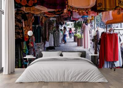 Colorful stores at coyoacan market mexico city Wall mural