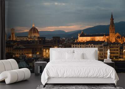 Florence cityscape at sunset in summer Wall mural