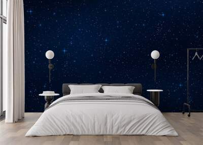 A realistic starry sky with a blue glow. Shining stars in the dark sky. Background, wallpaper for your project. Vector illustration Wall mural