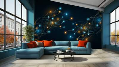 AI futuristic neural connectors analyze big data into cyberspace. Science technology background. Neural network concept. Vector illustration. EPS 10 Wall mural