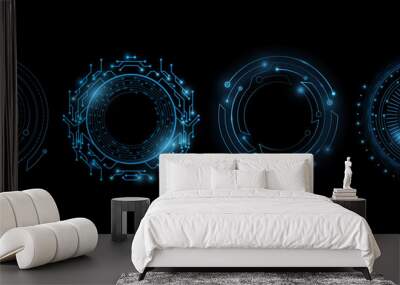 set of glowing hud rounds for your design. futuristic circle. virtual graphic. dashboard display. sc Wall mural