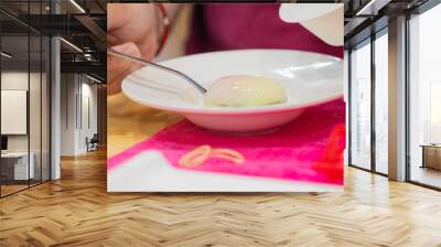 Egg on a plate cooked by a chef  Wall mural