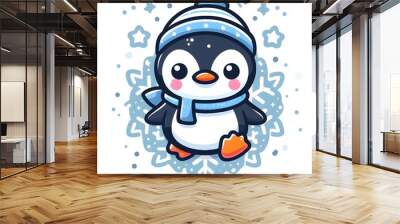 flat logo of vector cute penguin illustration  Wall mural