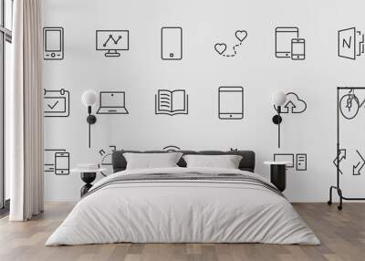 set of smart devices and gadgets, computer equipment and electronics. electronic devices icons for w Wall mural