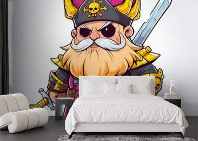 Cartoon Pirate with a Sword Wall mural