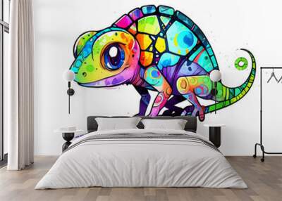 Colorful Chameleon Illustration Wall mural