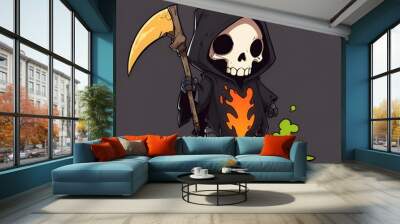 Cute Grim Reaper Cartoon Wall mural