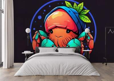 Cute Hermit Crab in a Shell Wall mural