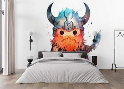 Cute Viking Warrior Illustration Wall mural