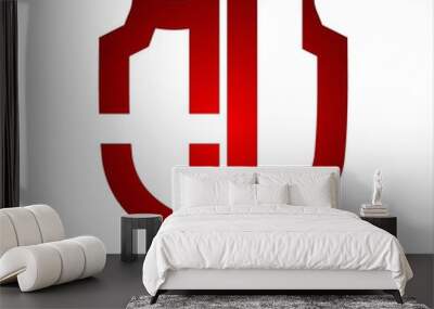 OU Logo Shield style Monogram design template with red colors on white background Wall mural