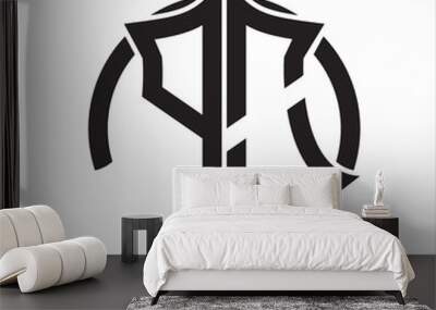 PO Logo monogram with emblem and circle rounded design template on white background Wall mural