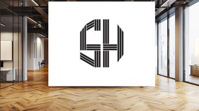 SH Logo monogram outline style linked isolated on white background Wall mural