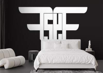 SY logo monogram letter with wings ribbon isolated on black background Wall mural