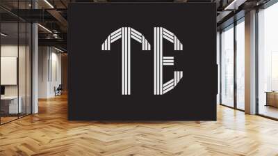 TE Logo monogram with outline style linked isolated on black background Wall mural