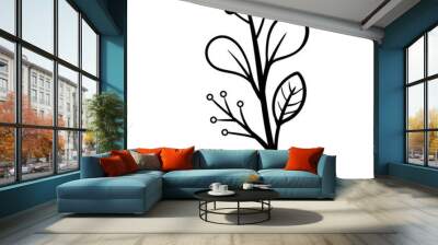 Flower foliage line branch Wall mural