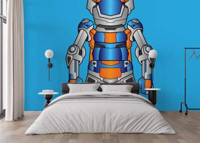 robot characters for kids Robotic character with happy modern technology post and gestures. Wall mural