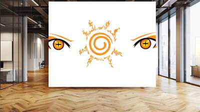 illustration vector graphic of Naruto's eye symbol and curse sign in the Naruto anime Wall mural