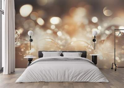 Blurred abstract glitter lights on gold color background Wall mural