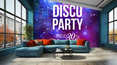 Disco party vector poster template Wall mural