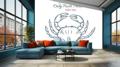 Hand drawn crab icon. Wall mural