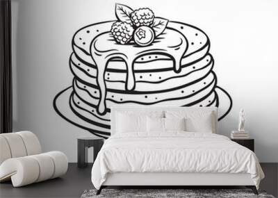 hand drawn pancakes Wall mural