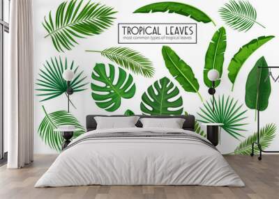 set tropical leaves Wall mural