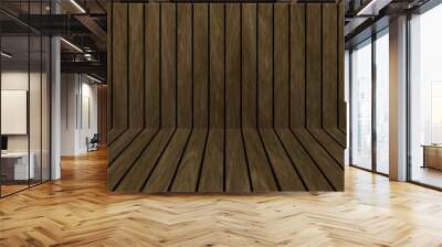 Wood texture background pattern. Dark hardwood planks surface of wooden board floor wall fence. Abstract timber decorative illustration. Wall mural