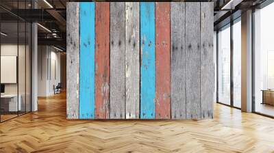 Old wood texture many of color, Vintage style. Wall mural