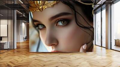 Beautiful woman in the goddess ancient sumer beauty style background, ai generated Wall mural